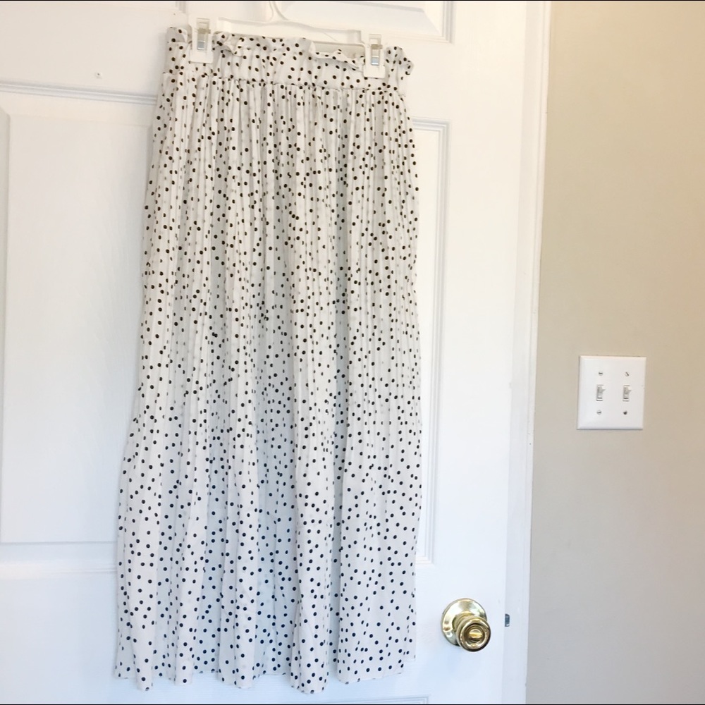 White Polka Dot Midi Skirt